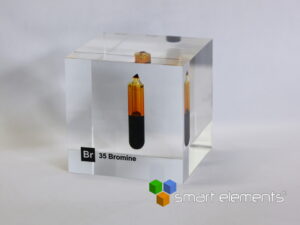 Bromine Liquid 50mm Acrylic Cube 99.9% Pure for Element Collection