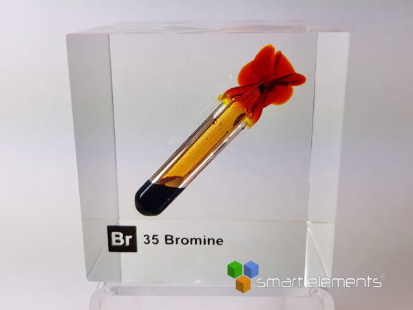 Bromine Liquid 50mm Acrylic Cube 99.9% Pure – Unique piece – Smart-Elements