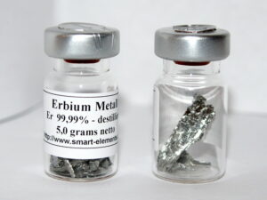 Erbium Metal 99,99% purity 5 grams in sealed vial under Argon