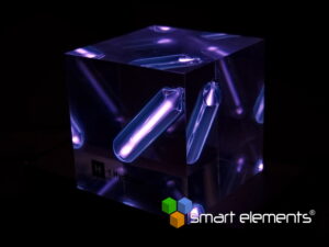 Acrylic Element cube - H2 Hydrogen - 50mm with Mini Tesla coil