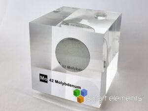 Acrylic Element cube - Molybdenum disc Mo - 50mm