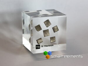 Acrylic Element cube - Ytterbium Yb pieces - 50mm