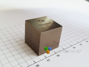 Big Ytterbium metal precision density cube 10 cm3 - 69.73g