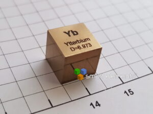 Ytterbium metal precision density cube 10mm - 6.73g