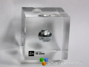Acrylic Element cube - Zinc Zn metal bead - 50mm
