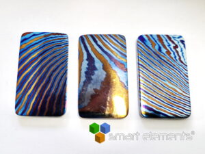 Colorful Damast titanium ingot 38x22x3mm ~11g
